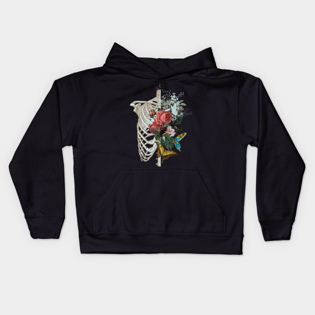 ribcage and flowers Kids Hoodie by Love My..